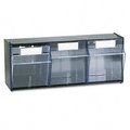 Deflecto Deflect-O 20304OP Tilt Bin Plastic Storage System  Three Bins  23-5/8 x 7-3/4 x 9-1/2  Black 20304OP